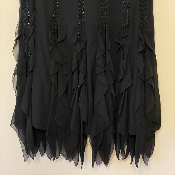 Carmen Marc Valvo 6 black skirt midi dark fairycore sequin cocktail party boho - Picture 3 of 7